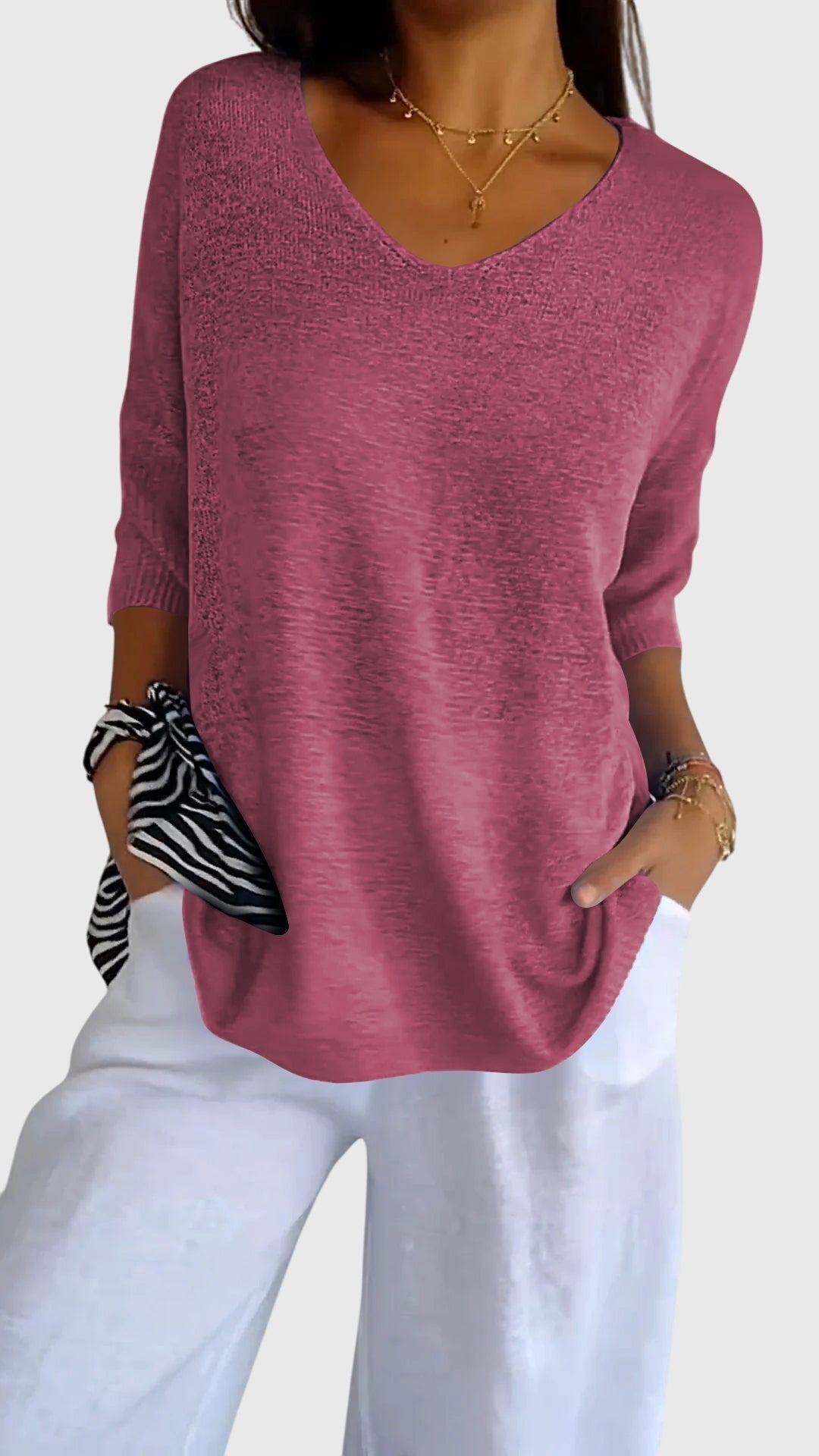 Cassandra Elegant V-Neck Top