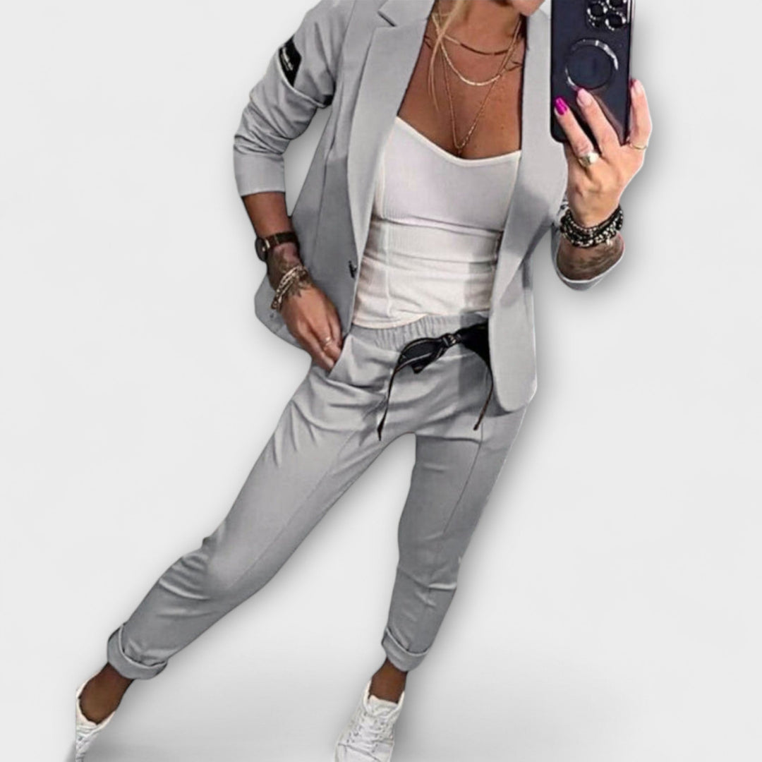 Vionne Elegant Set of Top, Jacket, and Pants