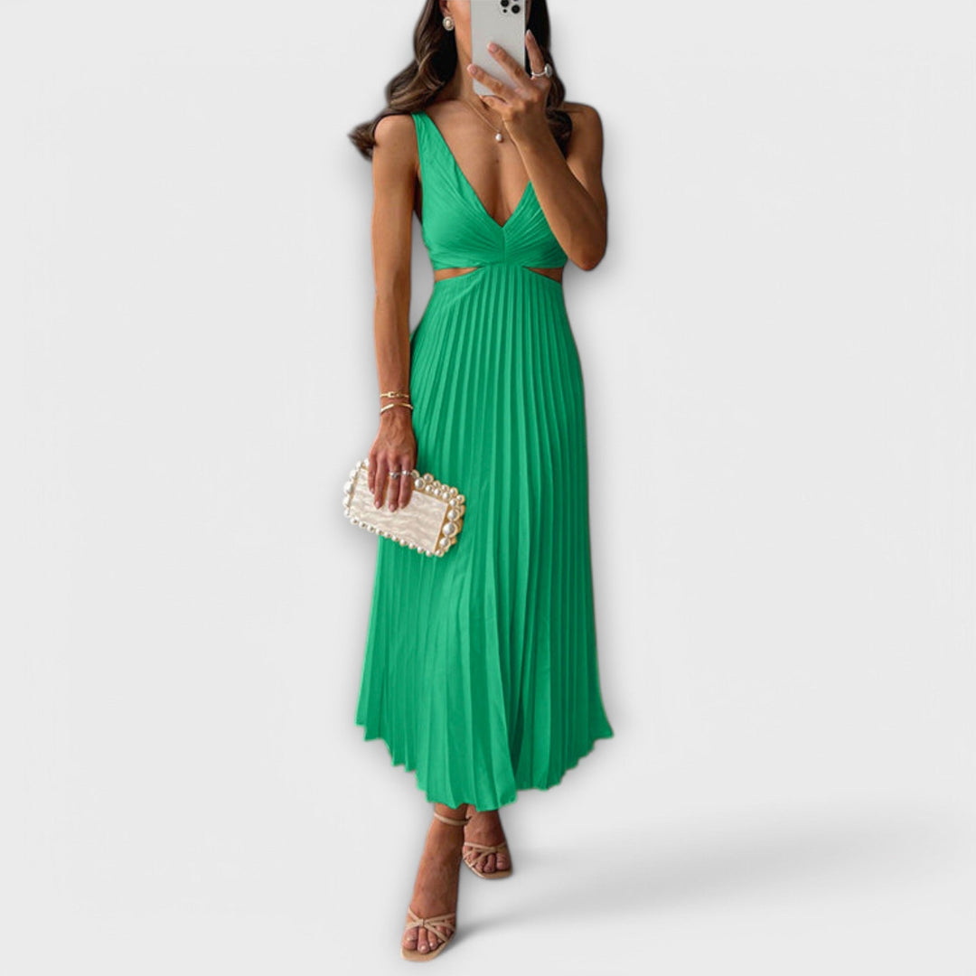 Sasha | Elegant midi evening dress with pleating