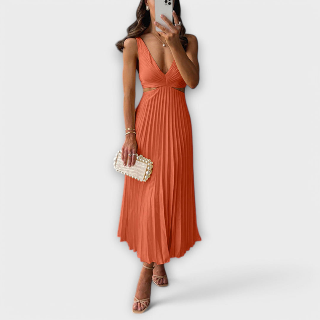 Sasha | Elegant midi evening dress with pleating