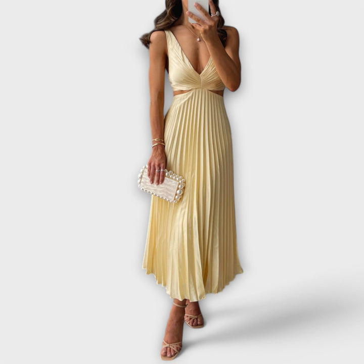 Sasha | Elegant midi evening dress with pleating