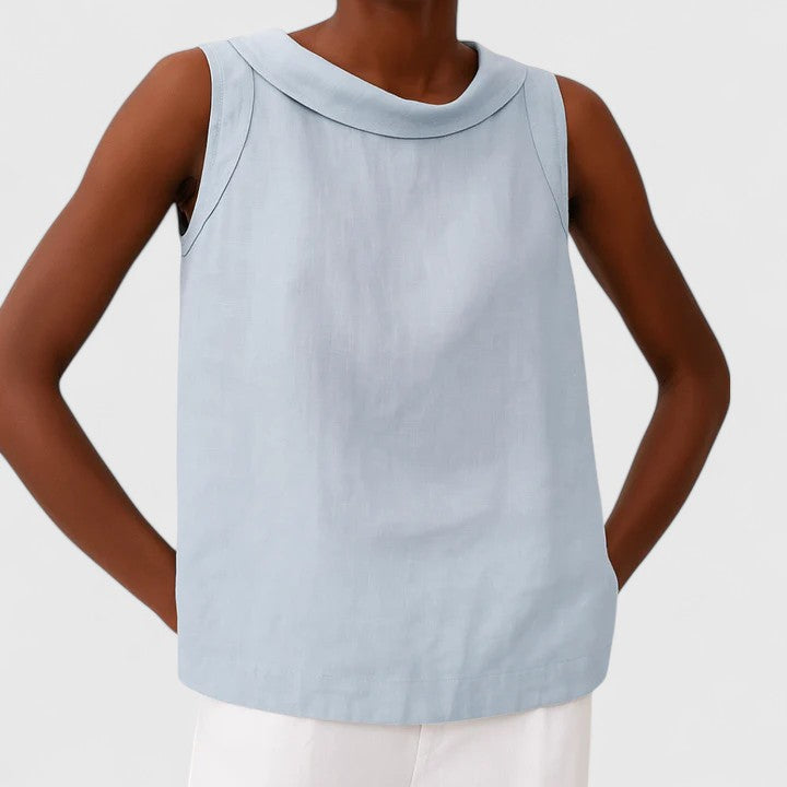 Anastine Elegant Top with Roll Collar