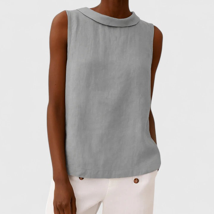 Anastine Elegant Top with Roll Collar