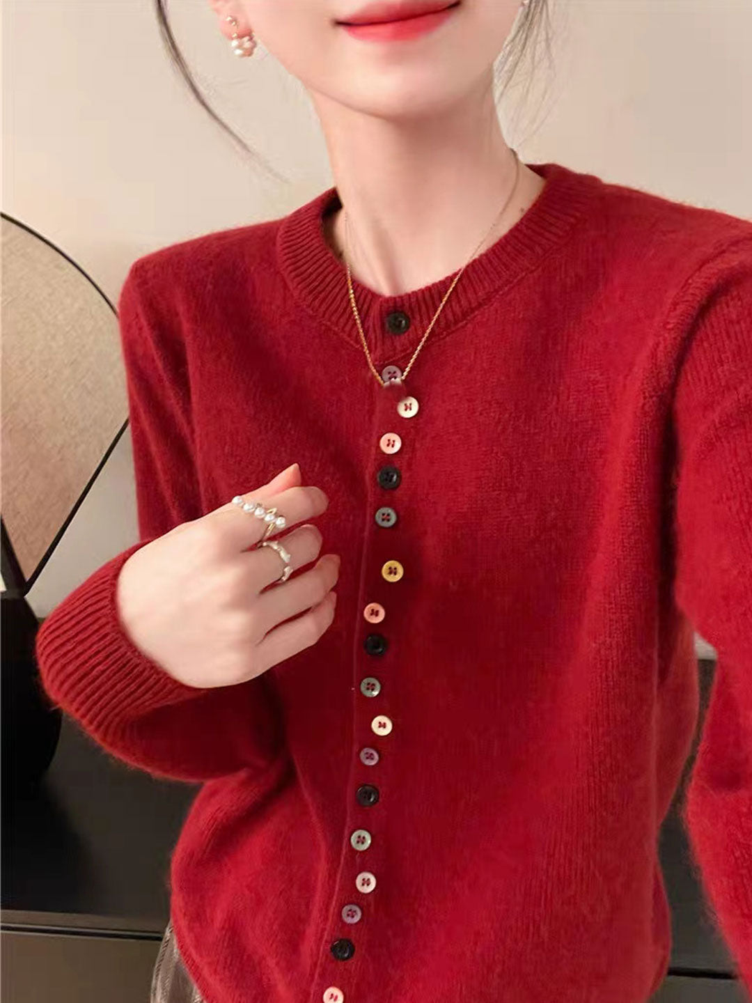 Beatrice - Classic Cardigan with Round Neck