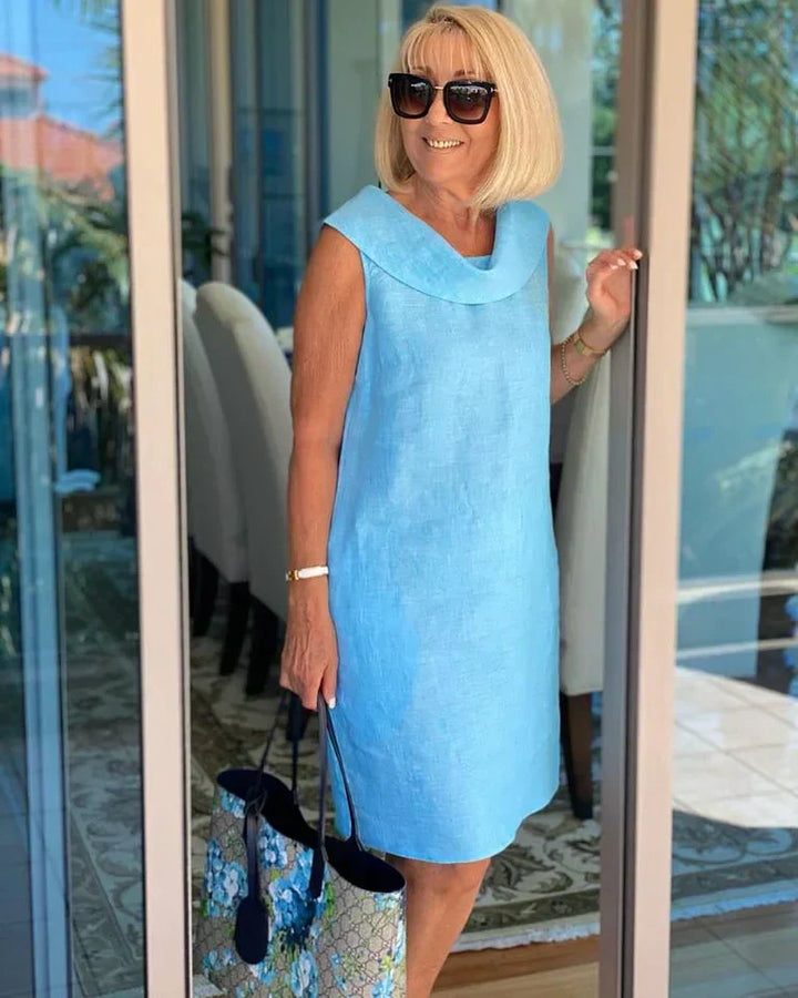 Helena | Sleeveless Shift Dress with Round Neck