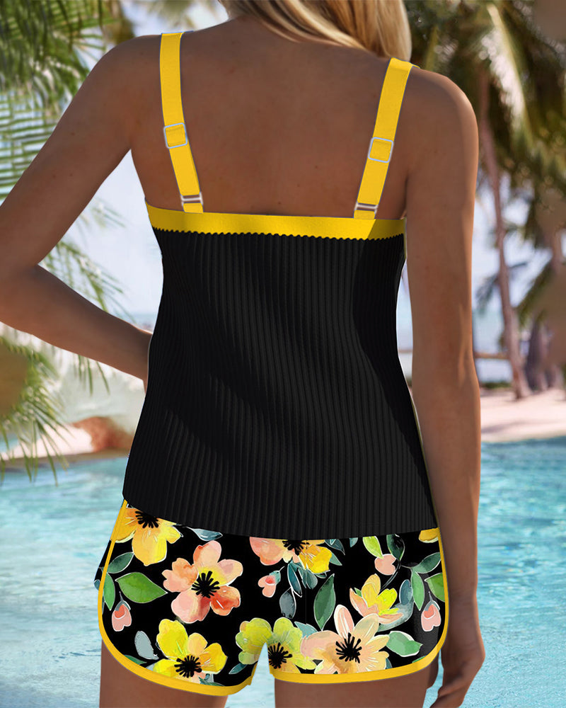 Maren | Swimsuit Tank Top with Floral Boxer Set