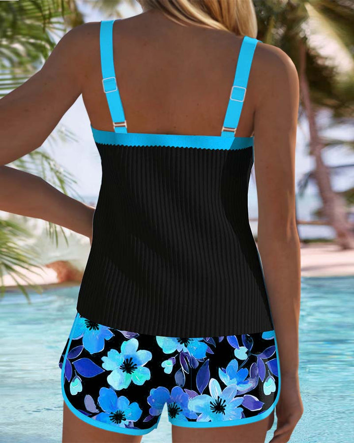 Maren | Swimsuit Tank Top with Floral Boxer Set