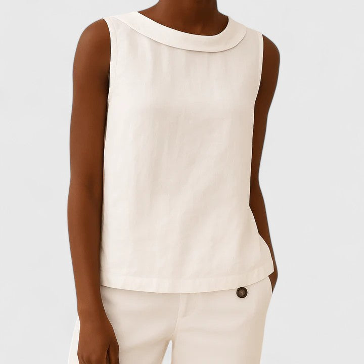 Anastine Elegant Top with Roll Collar