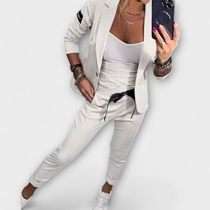 Vionne Elegant Set of Top, Jacket, and Pants