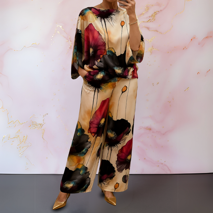 Ximena | Artistic Satin Two-Piece Set