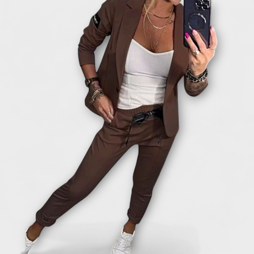 Vionne Elegant Set of Top, Jacket, and Pants