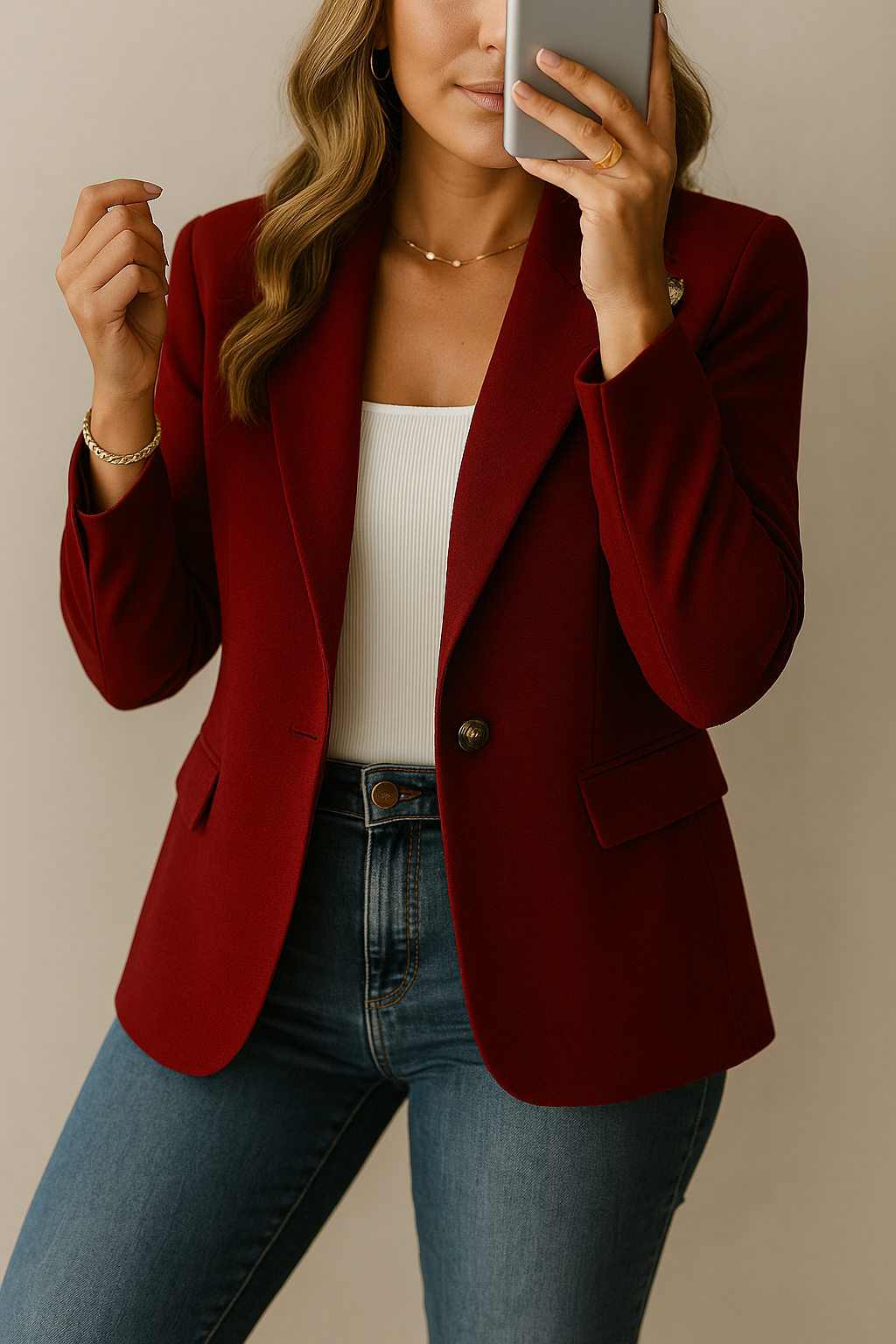 Tatiana - Elegant Blazer with Button and Pockets