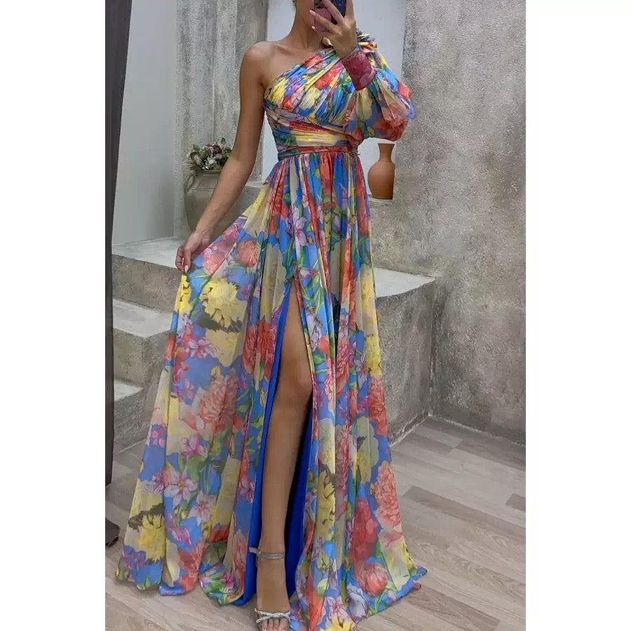 Cassie | One-Shoulder Floral Maxi Dress