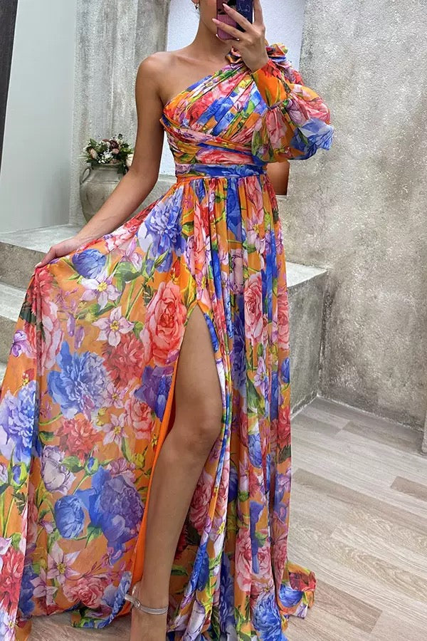 Cassie | One-Shoulder Floral Maxi Dress