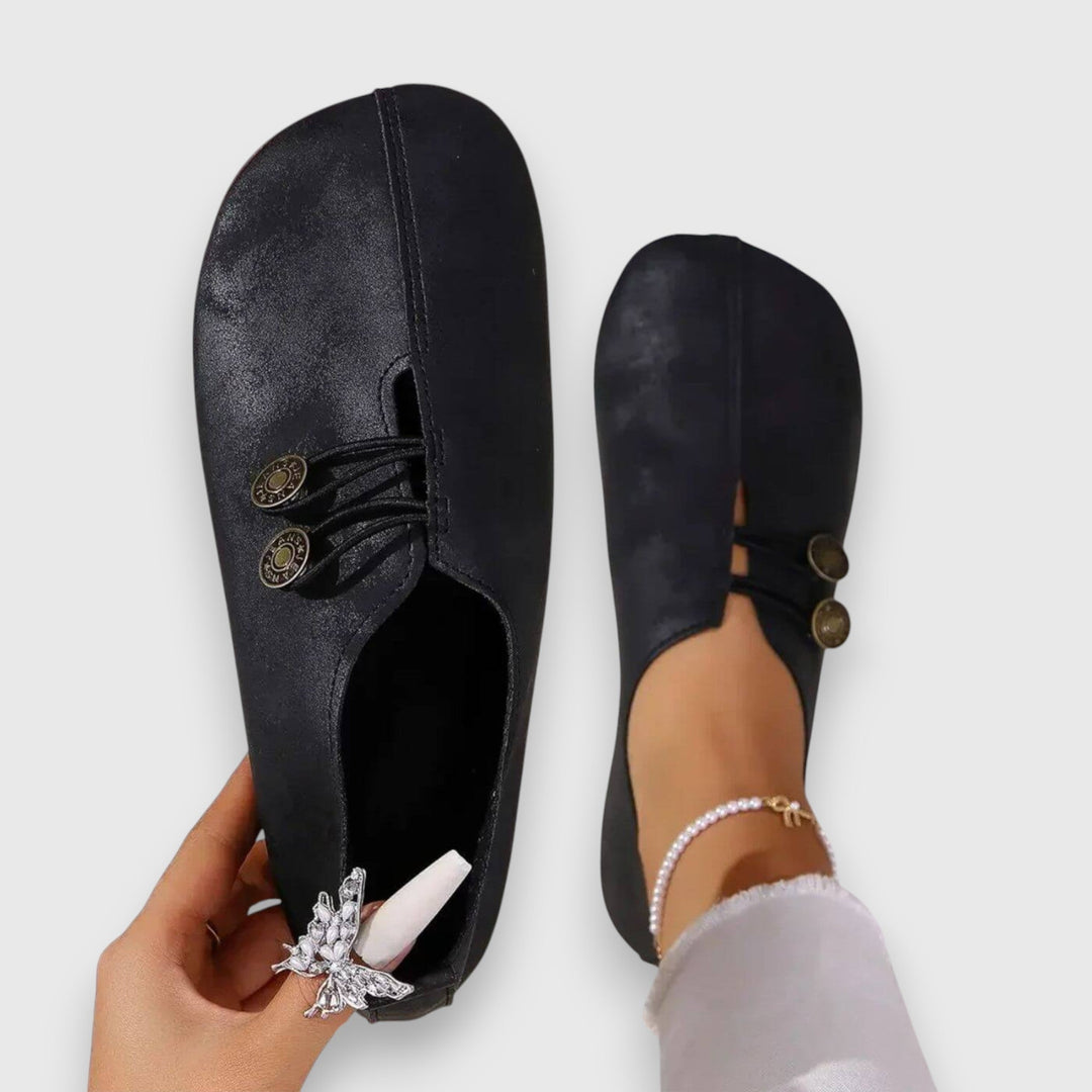 Halessia Soft Slippers with Vintage Button Detail