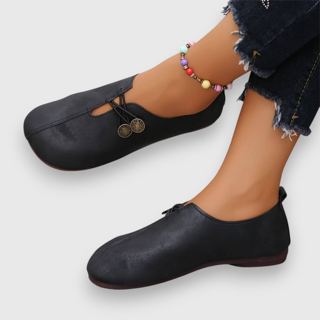 Halessia Soft Slippers with Vintage Button Detail