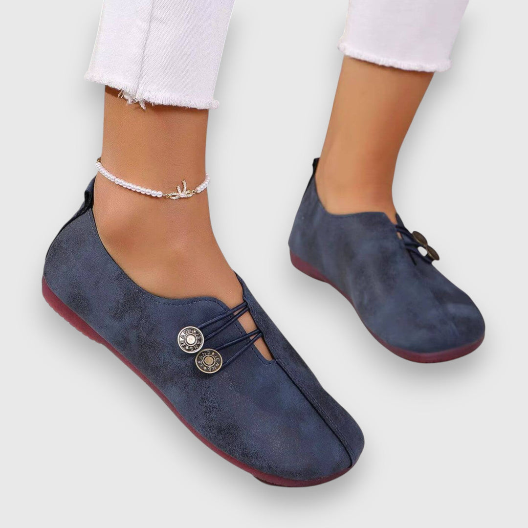 Halessia Soft Slippers with Vintage Button Detail