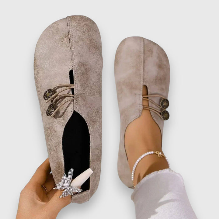 Halessia Soft Slippers with Vintage Button Detail
