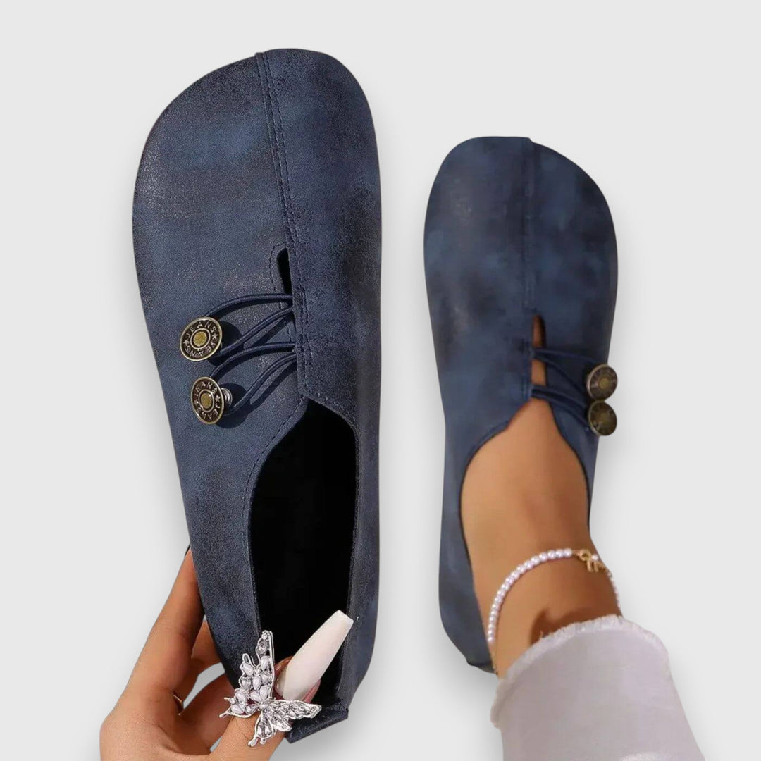 Halessia Soft Slippers with Vintage Button Detail