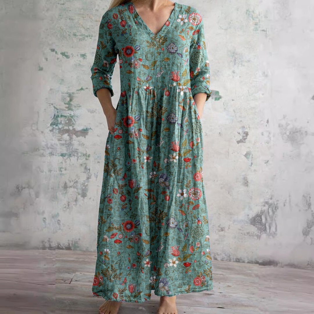 Alyvia | Summer Dress with V-Neck and Floral Pattern