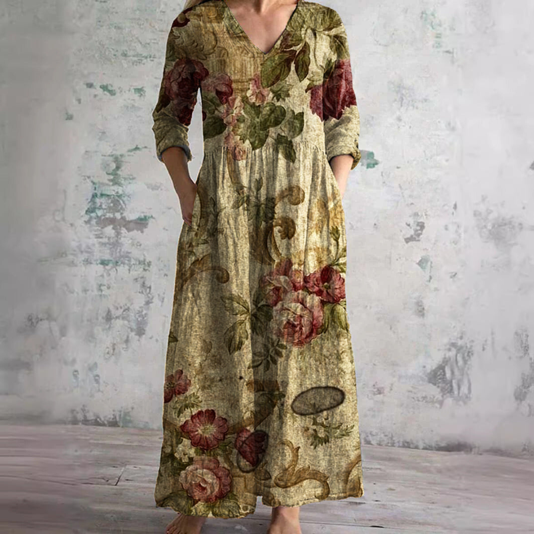 Alyvia | Summer Dress with V-Neck and Floral Pattern