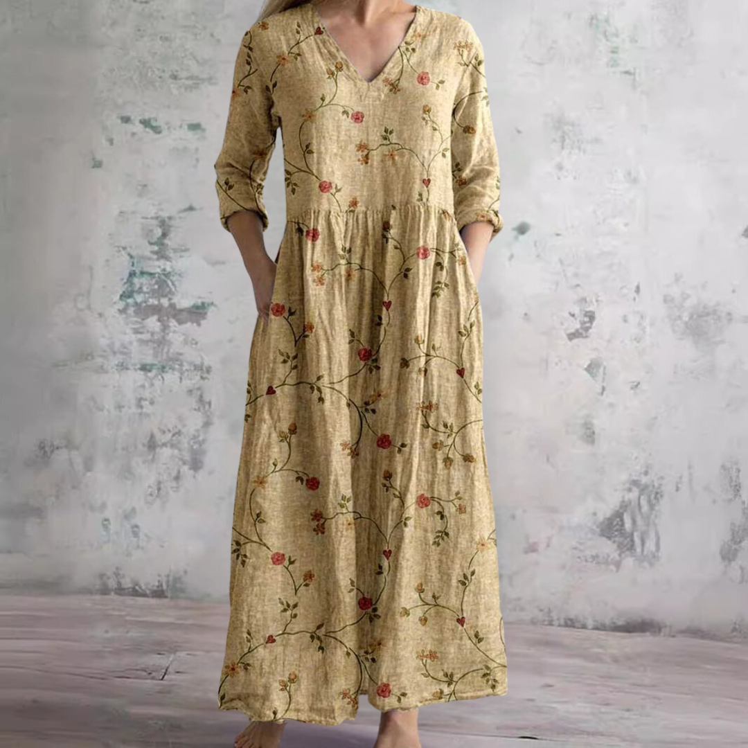 Evie | V-Neck and Floral Pattern Summer Dress