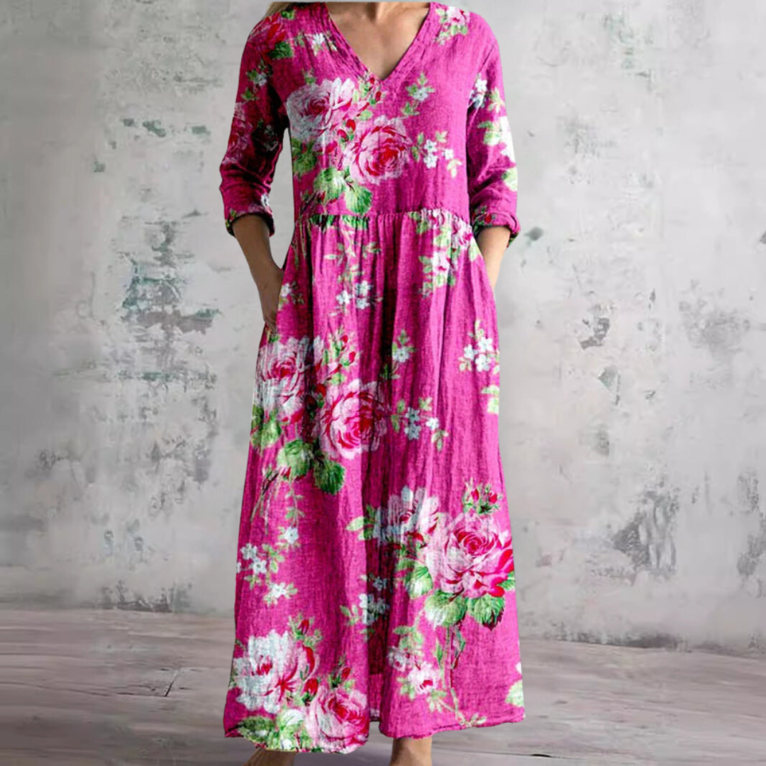 Evie | V-Neck and Floral Pattern Summer Dress
