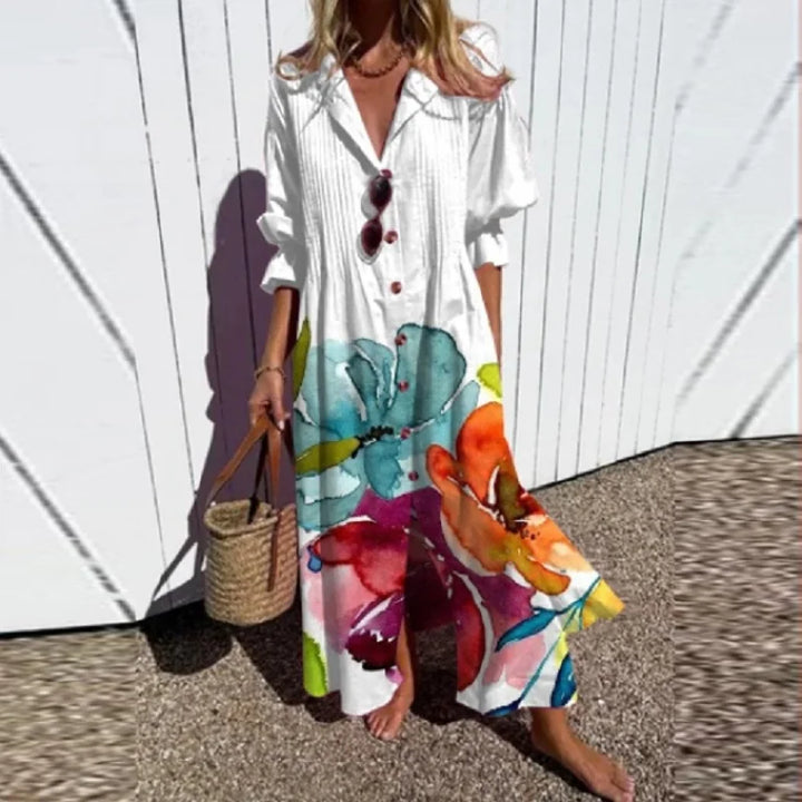 Cassidy | Boho Puff Sleeve Maxi Dress