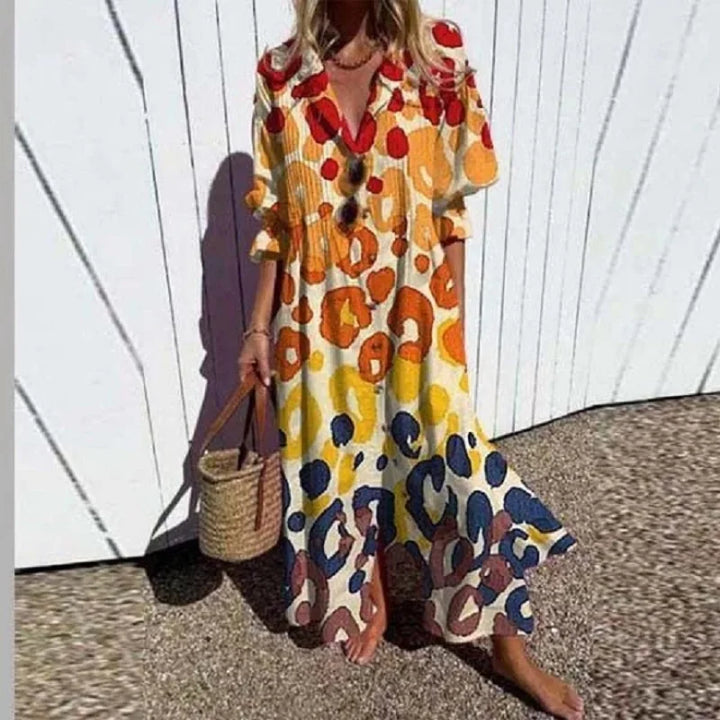 Cassidy | Boho Puff Sleeve Maxi Dress