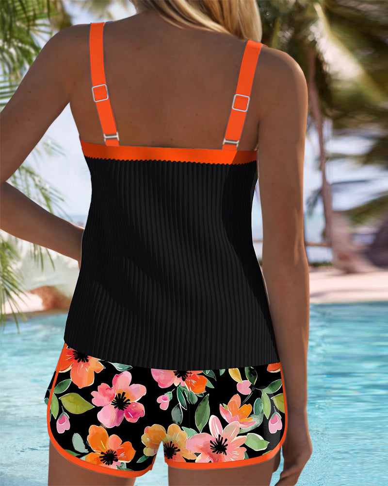 Maren | Swimsuit Tank Top with Floral Boxer Set