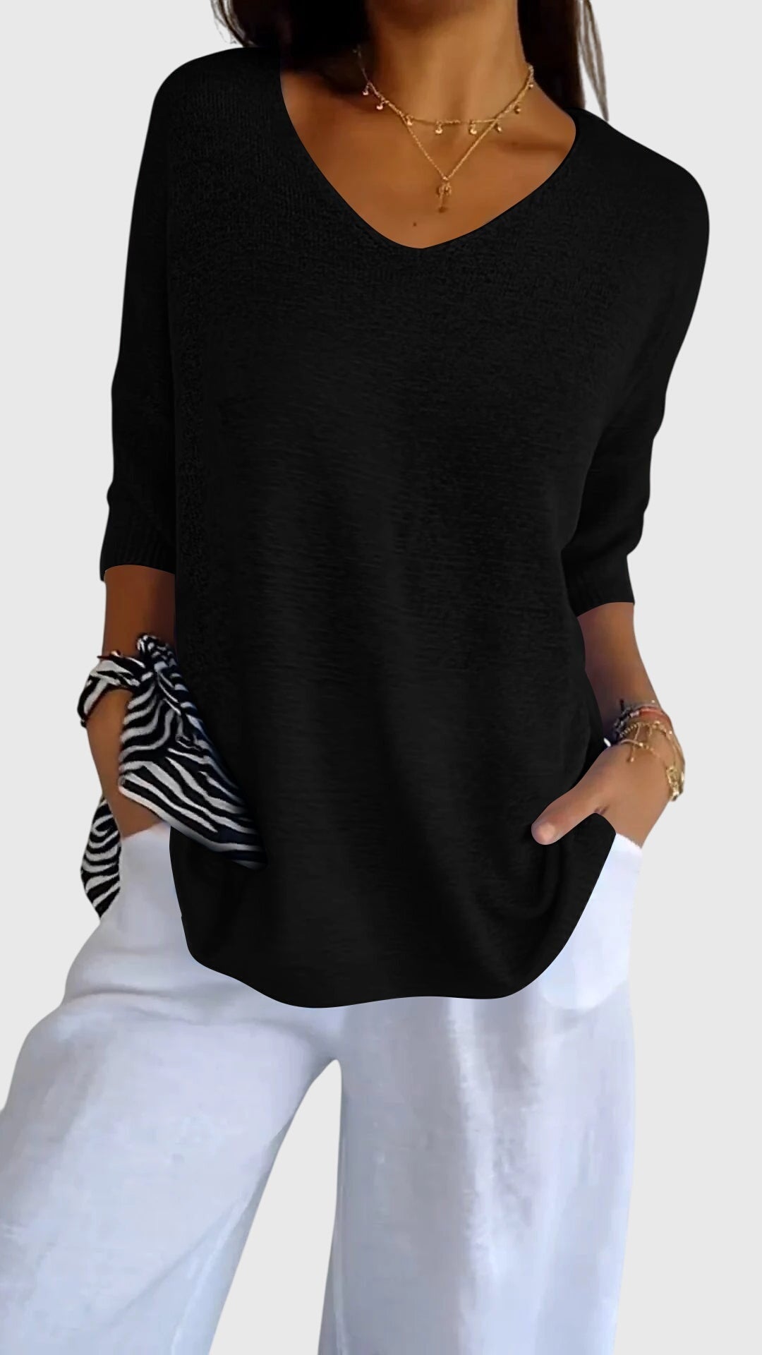 Cassandra Elegant V-Neck Top