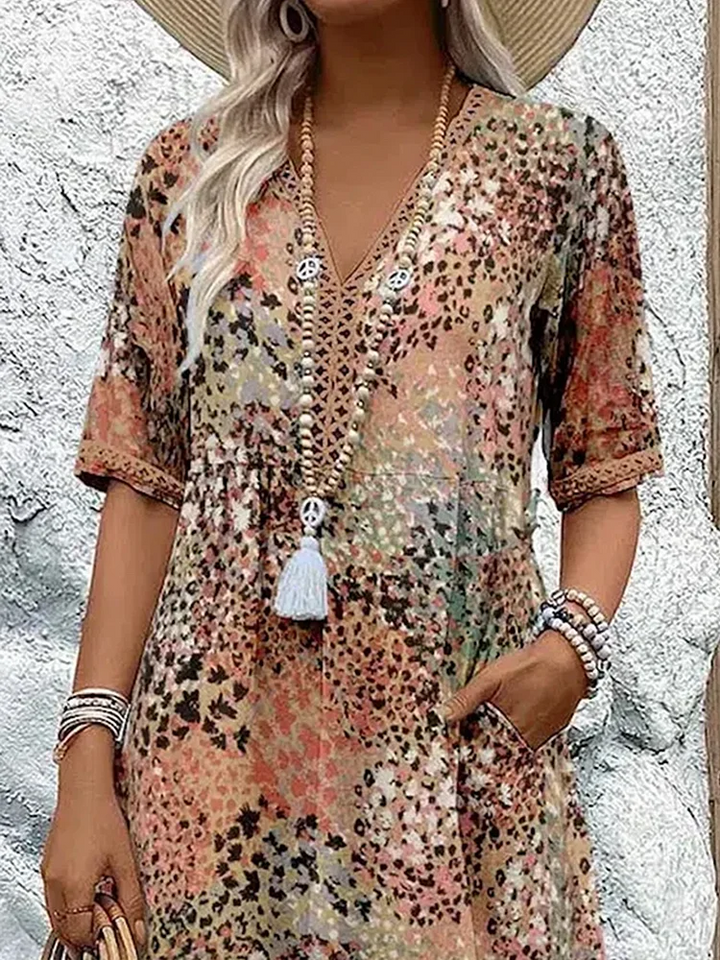Sofia | Elegant Floral Midi Dress with Tummy Coverage