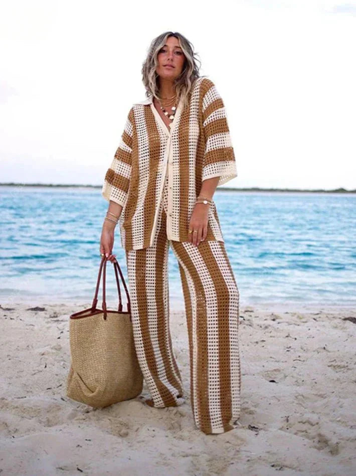 Caelya | Striped Crochet Two-Piece Set