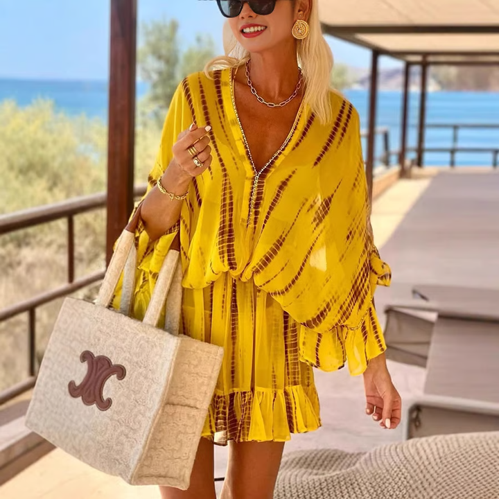 Adalyn | Chic V-Neck High Waist Mini Dress