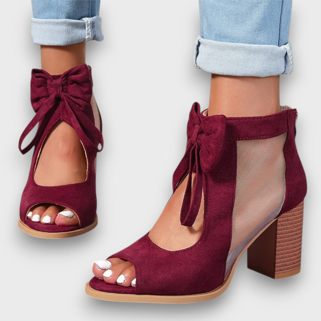Alviera Elegant Sandals with Bow and Block Heel