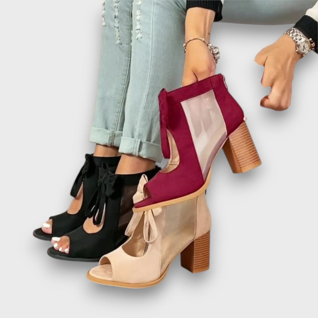 Alviera Elegant Sandals with Bow and Block Heel