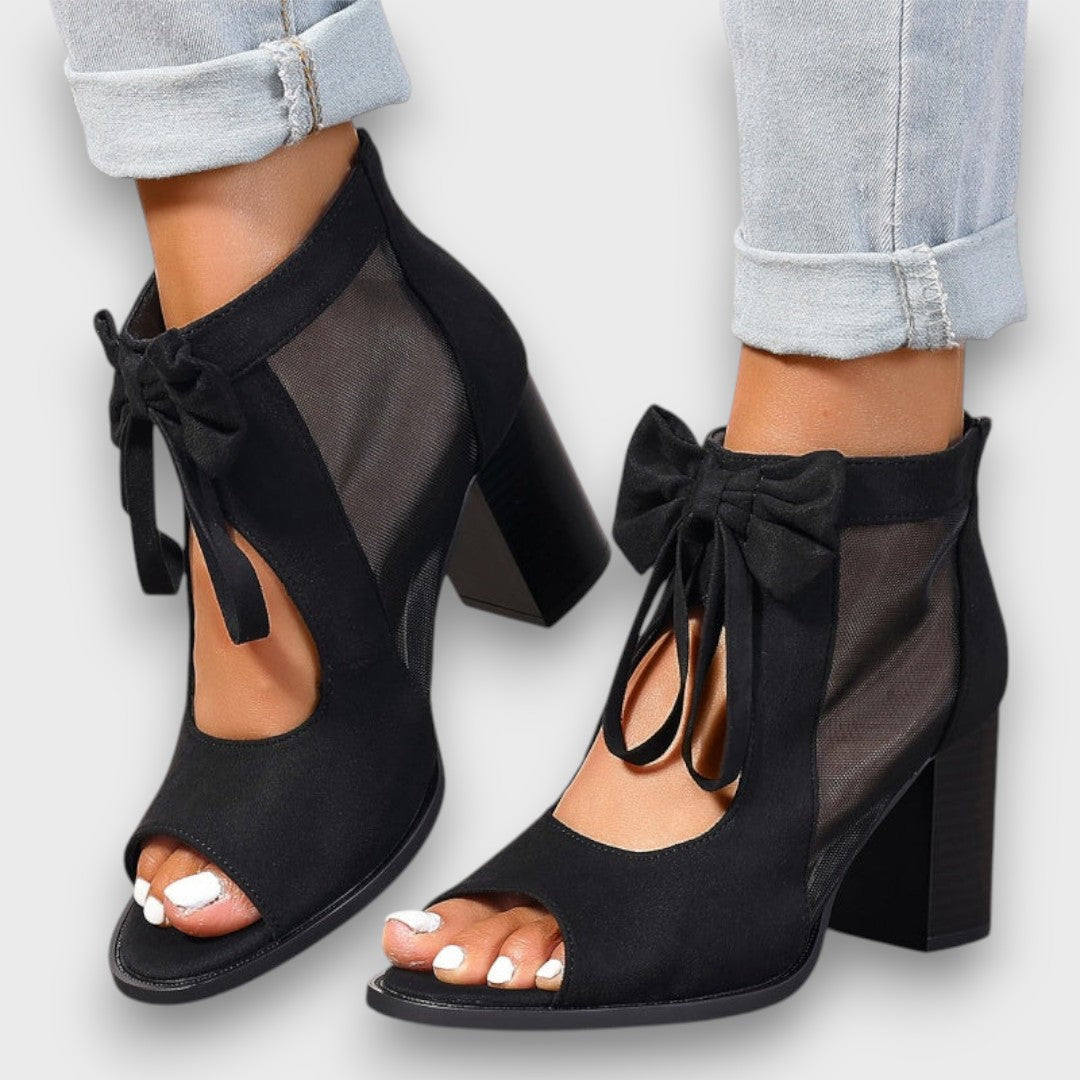 Alviera Elegant Sandals with Bow and Block Heel