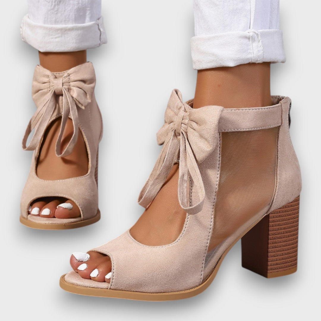 Alviera Elegant Sandals with Bow and Block Heel