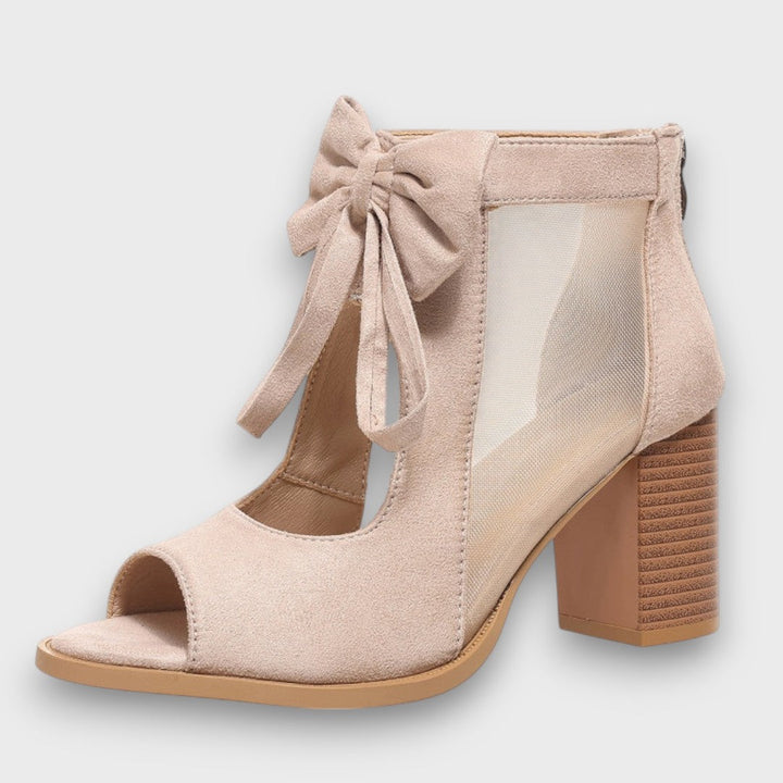 Alviera Elegant Sandals with Bow and Block Heel